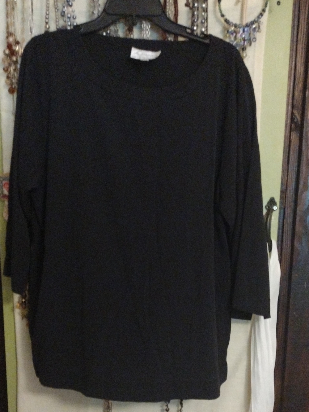 Linea by Louis Dell'Olio Black Long Sleeve Scoop Neck Top
